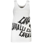 White cotton women’s tank top by Cavalli Class with a sleeveless design and a relaxed fit, perfect for casual wear.