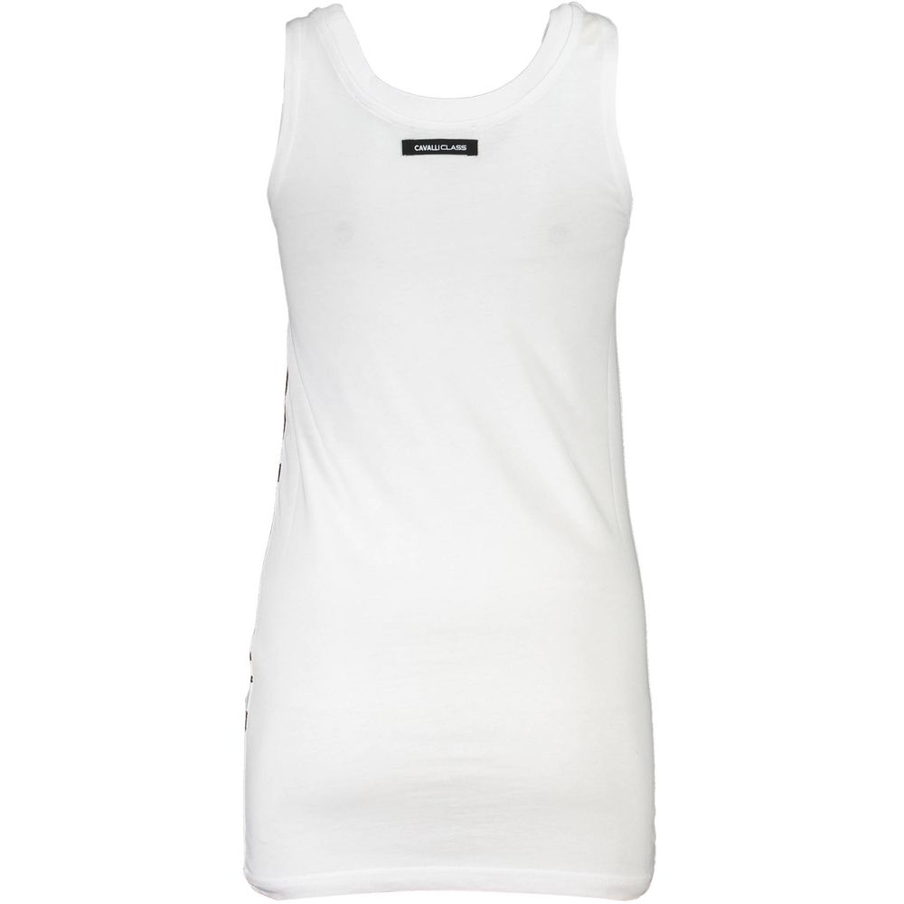 White cotton women's tank top by Cavalli Class, featuring a sleeveless design and a relaxed fit.