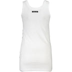 White cotton women's tank top by Cavalli Class, featuring a sleeveless design and a relaxed fit.