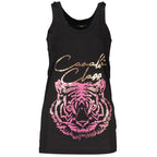 Black cotton women's tank top by Cavalli Class featuring a sleeveless design and a fitted silhouette.