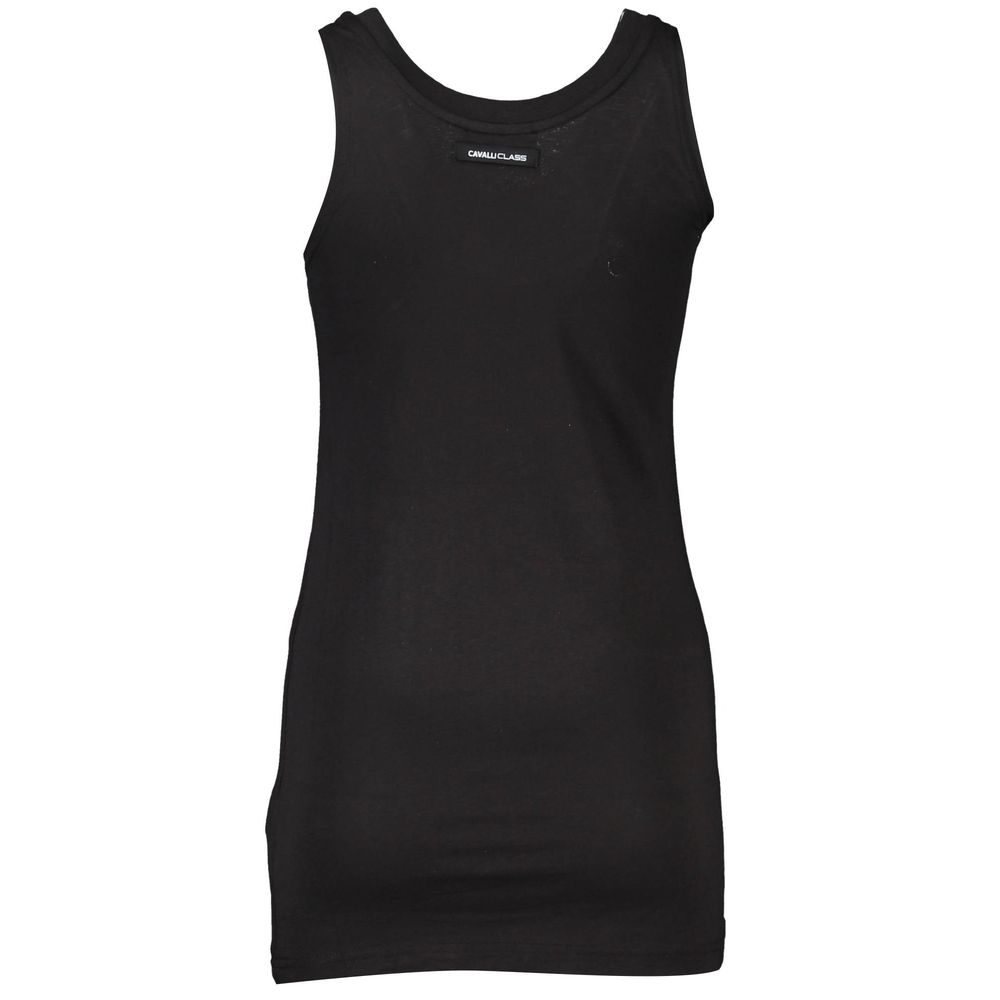 Black Cavalli Class cotton women's tank top with sleeveless design and round neckline, casual and comfortable for everyday wear.