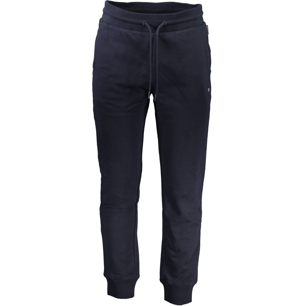 Napapijri men's blue cotton sweatpants with elastic waistband and relaxed fit, ideal for casual wear.