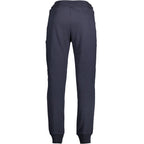 Napapijri men's blue cotton sweatpants with elastic waistband and cuffed ankles, casual athletic loungewear.