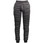 Black Cavalli Class cotton men's sweatpants with elastic waistband and relaxed fit, displayed on a hanger.