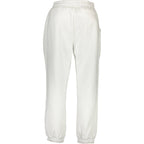 Calvin Klein white cotton men's sweatpants with an elastic waistband and relaxed fit, suitable for casual wear.