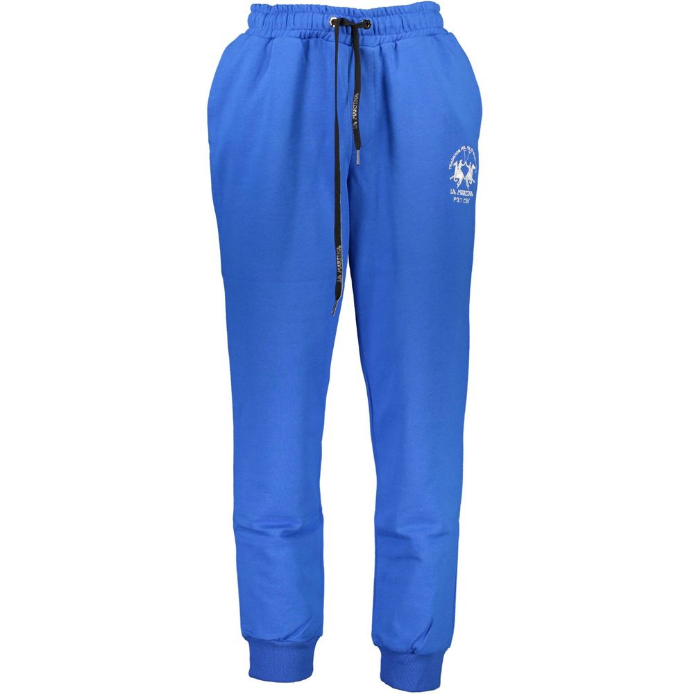 La Martina blue cotton men's sweatpants featuring a comfortable fit and casual style, ideal for everyday wear.