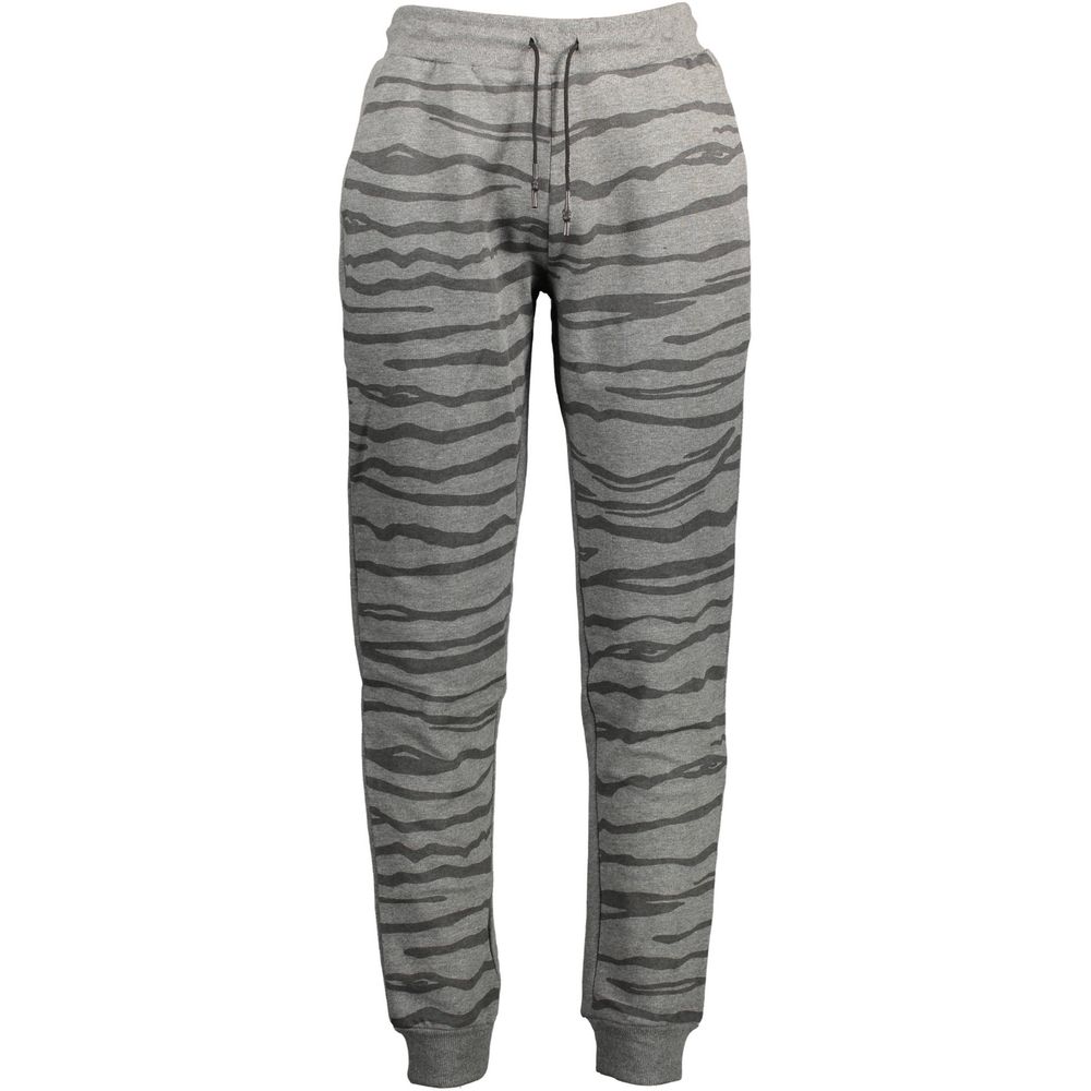 Cavalli Class men's gray cotton sports trousers with a relaxed fit and elastic waistband, casual and comfortable design.