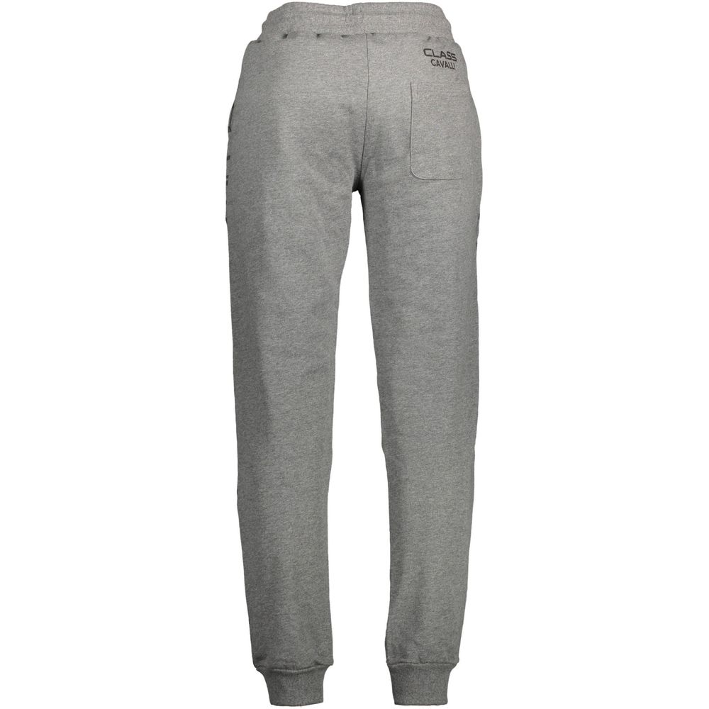 Cavalli Class Grigio cotton men's sports trousers with relaxed fit and elastic waistband, casual athletic style.