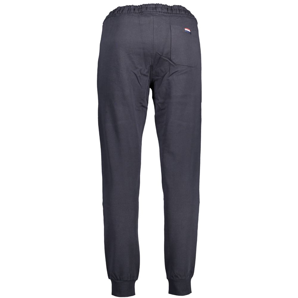 Blue cotton men's trousers by U.S. POLO ASSN., featuring a classic fit with belt loops and front pockets.