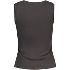 Black cotton women's tank top by Tommy Hilfiger with scoop neckline and sleeveless design on a plain background.