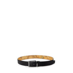 Alviero Martini Prima Classe black leather regular belt with silver buckle, featuring classic design and smooth finish.