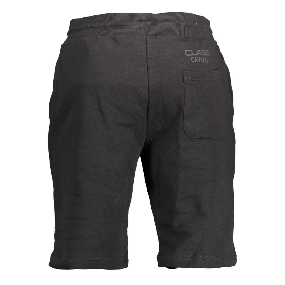 Black cotton men's sweatpant by Cavalli Class, featuring a relaxed fit and comfortable waistband.