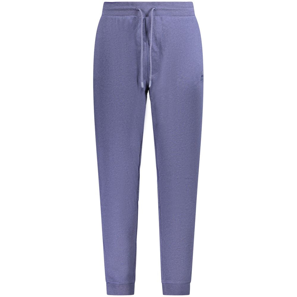 Hugo Boss Blu cotton men's track pant with athletic fit and elastic waistband, ideal for casual wear.