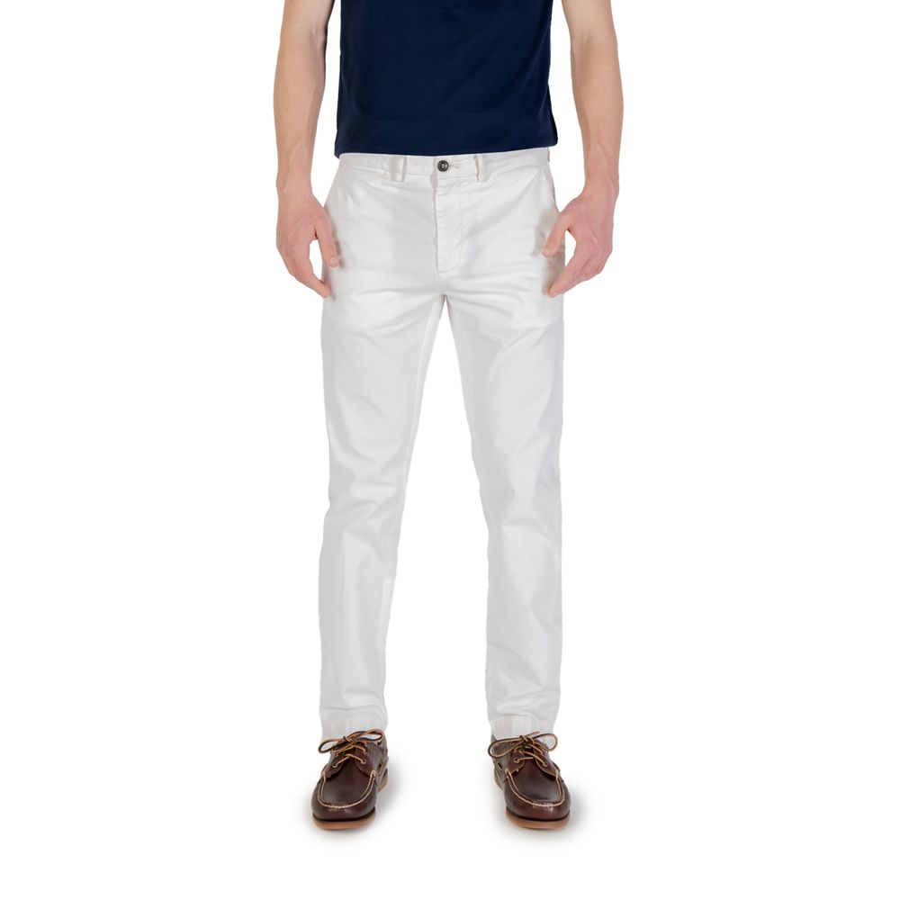 Borghese White Cotton Skinny Pants Borghese