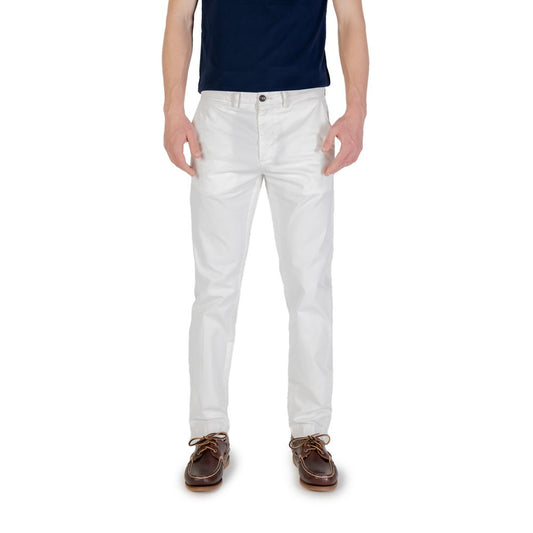 Borghese White Cotton Skinny Pants Borghese