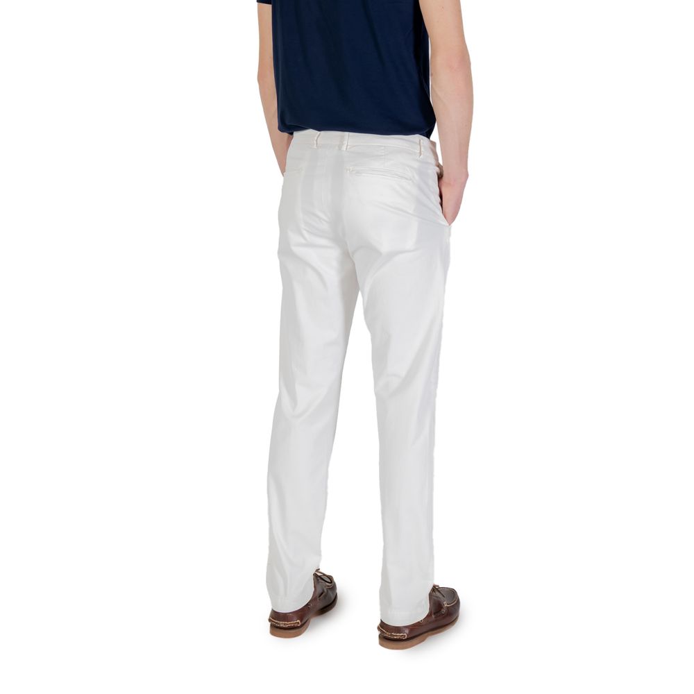 Borghese White Cotton Skinny Pants Borghese