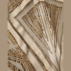 Mangano White Beige Mesh Crystal Embellished Sleeveless Jumpsuit