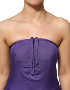 Cavalli Class Purple Viscose Elastane Strapless Bodycon Dress - Eljoys Fashion 