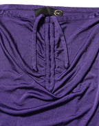 Cavalli Class Purple Viscose Elastane Strapless Bodycon Dress - Eljoys Fashion 
