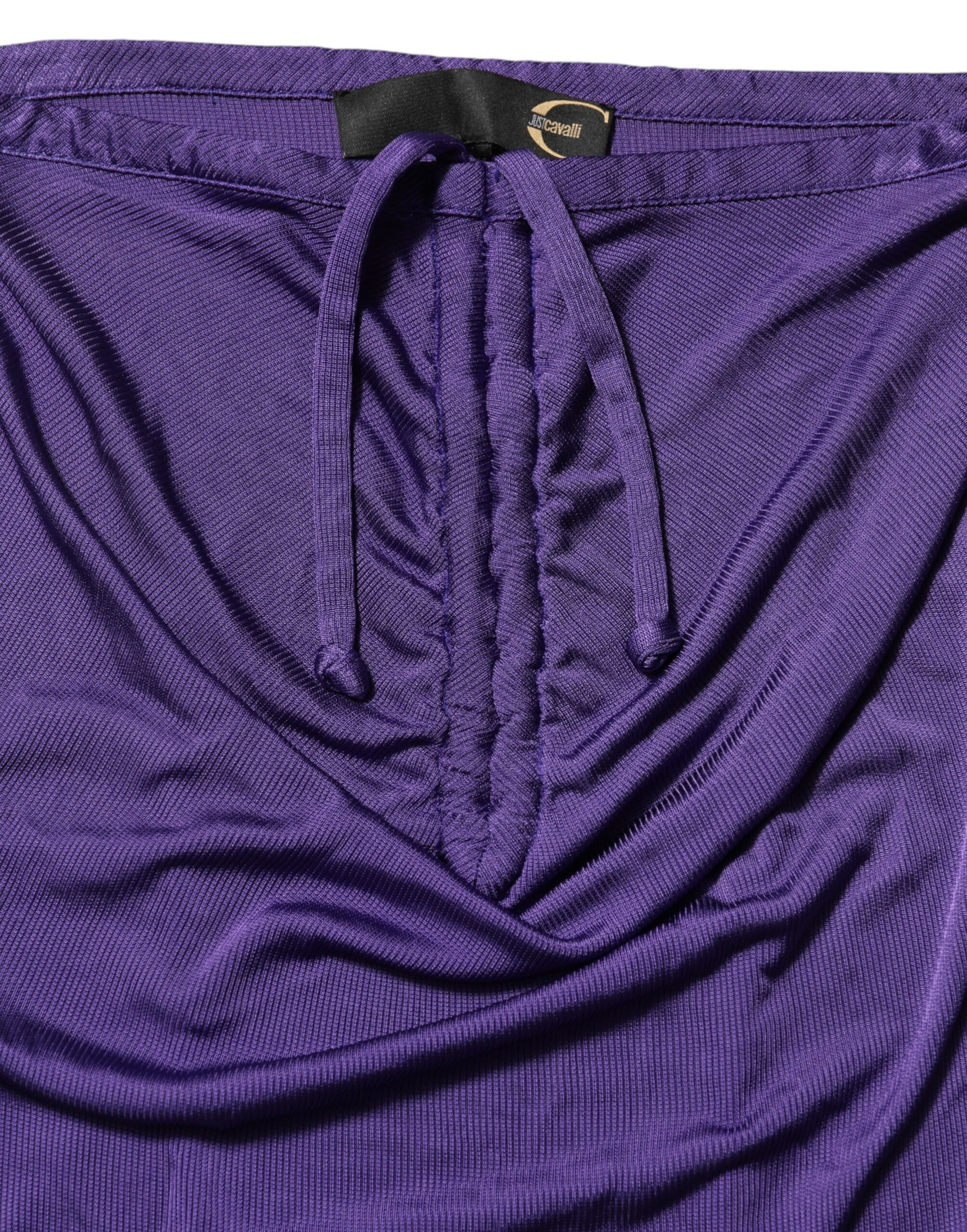Cavalli Class Purple Viscose Elastane Strapless Bodycon Dress Cavalli Class