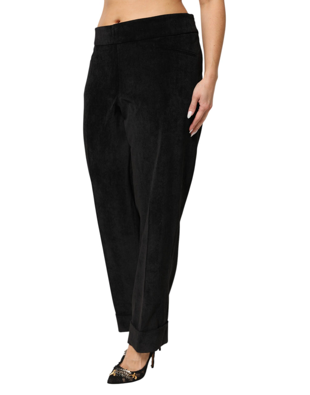 BENCIVENGA Black High Waist Straight Dress Trouser Pants - Eljoys Fashion 