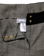 BENCIVENGA Gray Wool Blend Plaid Straight Leg Velvet Waist Pants - Eljoys Fashion 