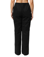 BENCIVENGA Black Wool Blend Pinstripe Straight Leg Pants - Eljoys Fashion 