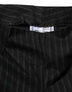 BENCIVENGA Black Wool Blend Pinstripe Straight Leg Pants - Eljoys Fashion 