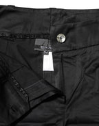 BENCIVENGA Black Cotton Blend Cropped Straight Leg Pants - Eljoys Fashion 