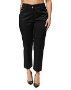 BENCIVENGA Black Cotton Blend Cropped Straight Leg Pants - Eljoys Fashion 
