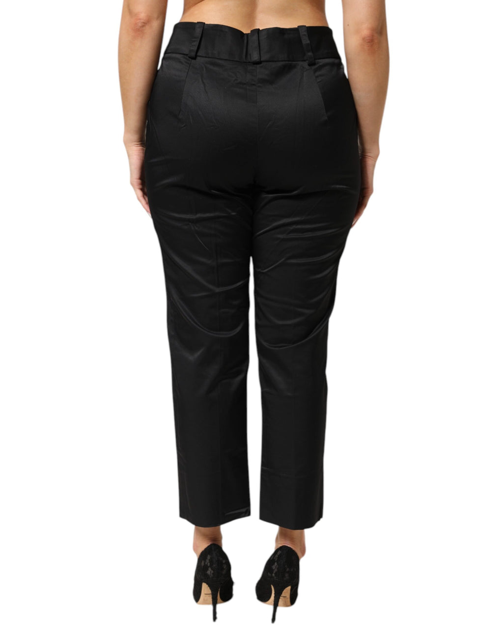 BENCIVENGA Black Cotton Blend Cropped Straight Leg Pants - Eljoys Fashion 