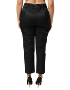 BENCIVENGA Black Cotton Blend Cropped Straight Leg Pants - Eljoys Fashion 