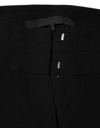 Exte Black Viscose Acetate Blend Straight Leg High Waist Pants