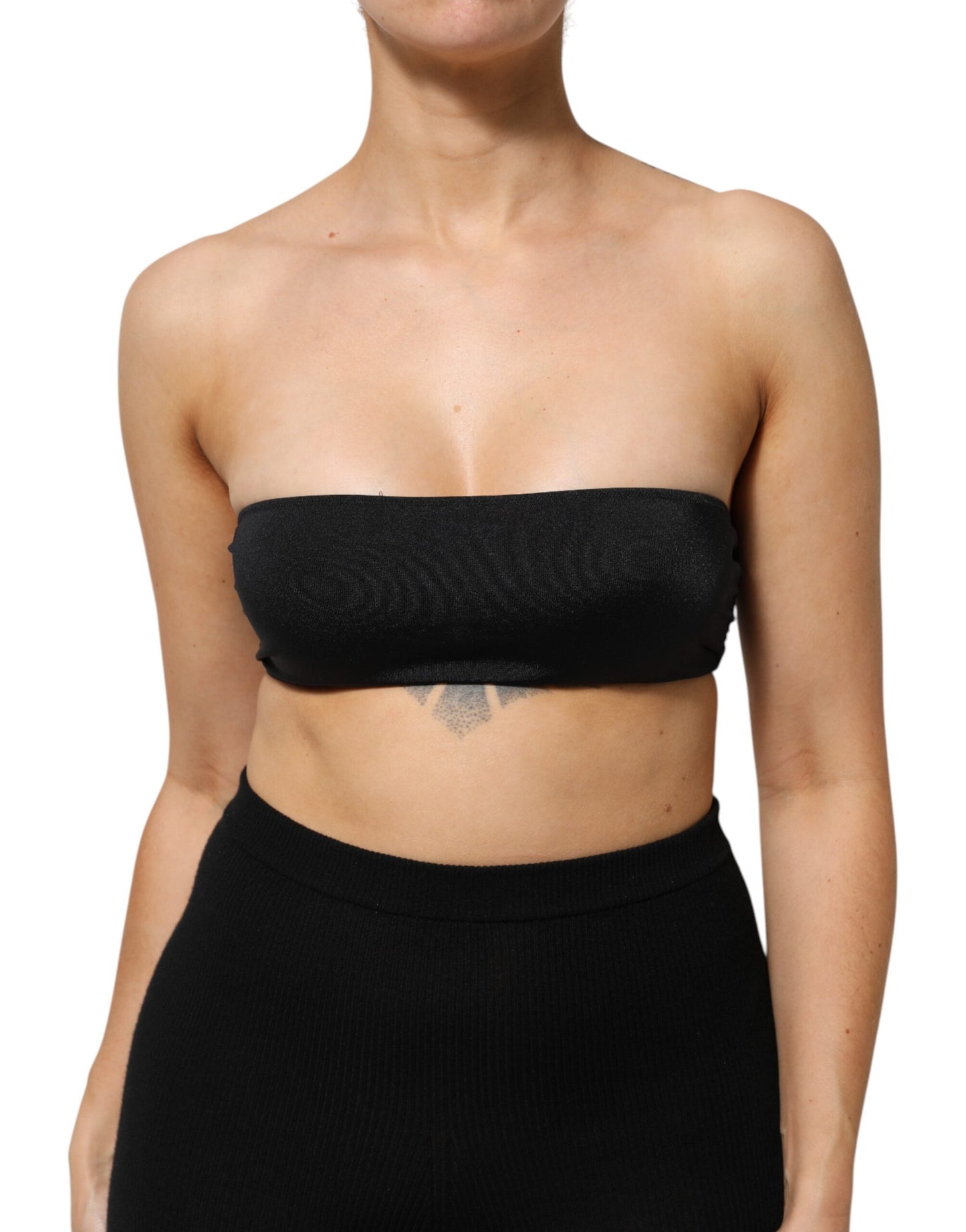 Dolce & Gabbana Black Nylon Blend Bandeau Strapless Tube Top Dolce & Gabbana