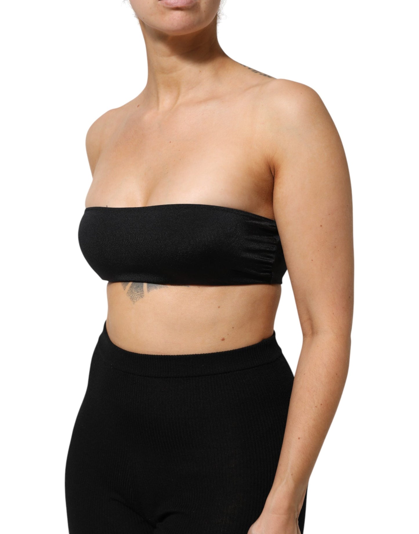 Dolce & Gabbana Black Nylon Blend Bandeau Strapless Tube Top Dolce & Gabbana
