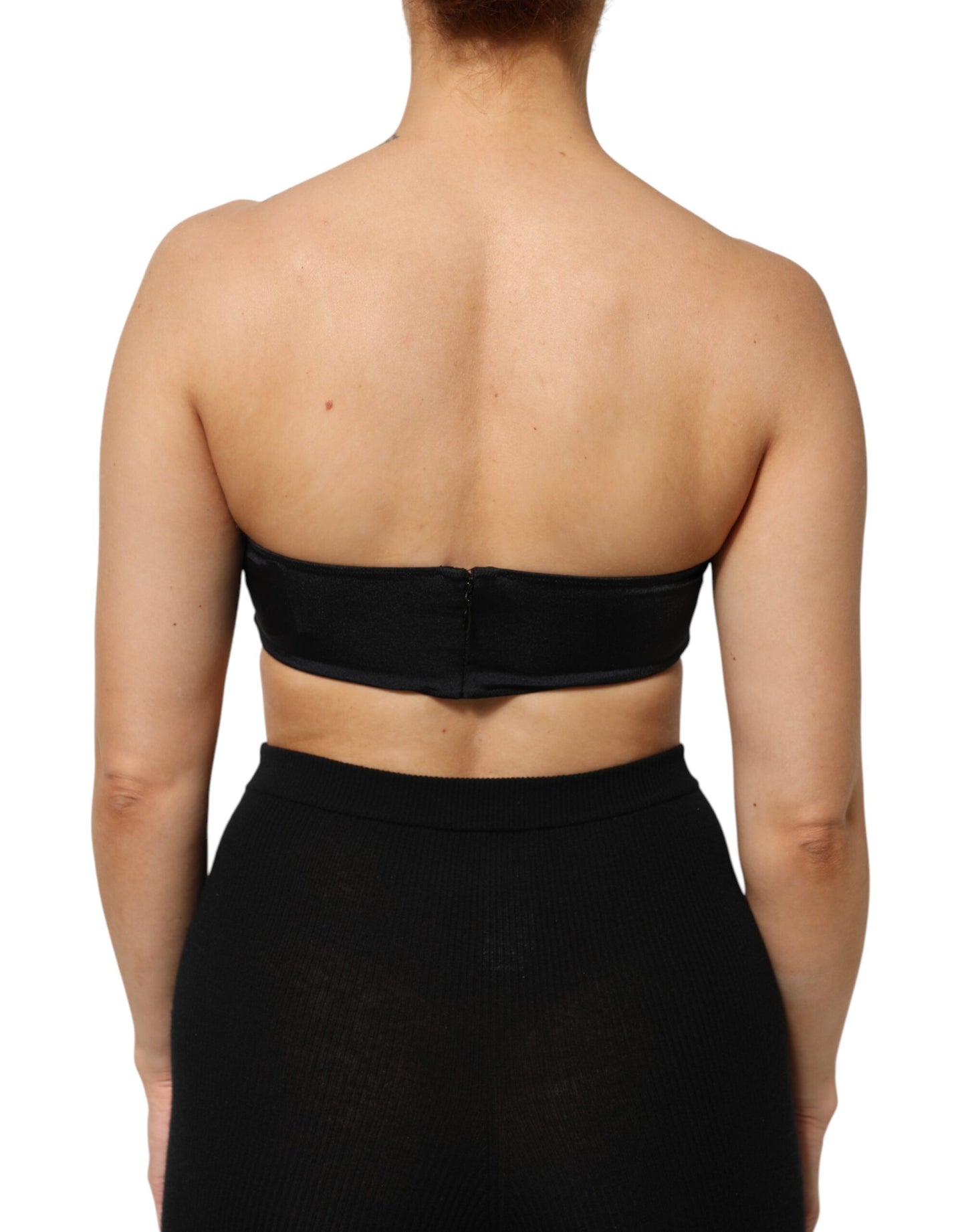 Dolce & Gabbana Black Nylon Blend Bandeau Strapless Tube Top Dolce & Gabbana