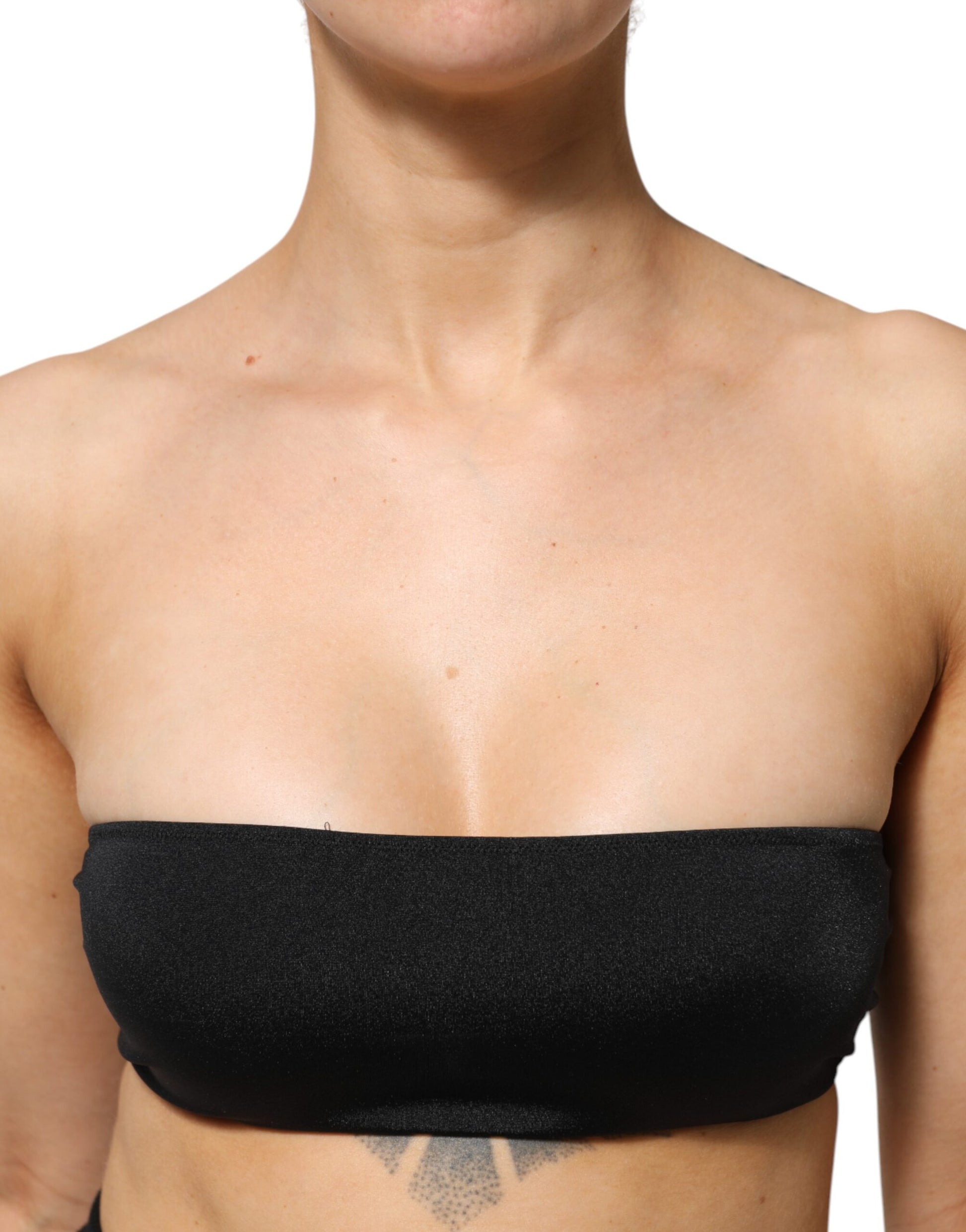 Dolce & Gabbana Black Nylon Blend Bandeau Strapless Tube Top Dolce & Gabbana