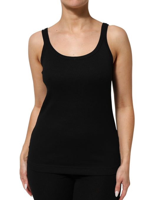 Dolce & Gabbana Black Cotton Sleeveless Women Tank Top Dolce & Gabbana