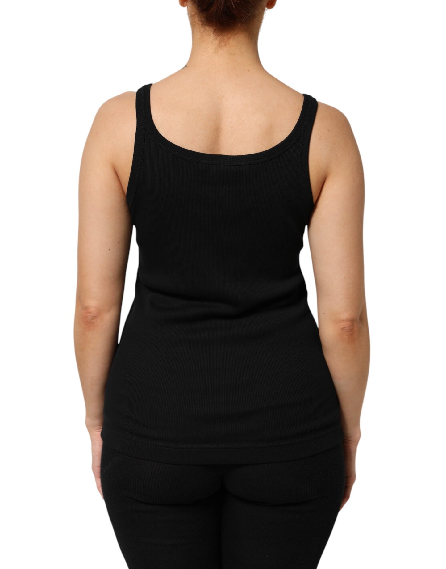 Dolce & Gabbana Black Cotton Sleeveless Women Tank Top Dolce & Gabbana