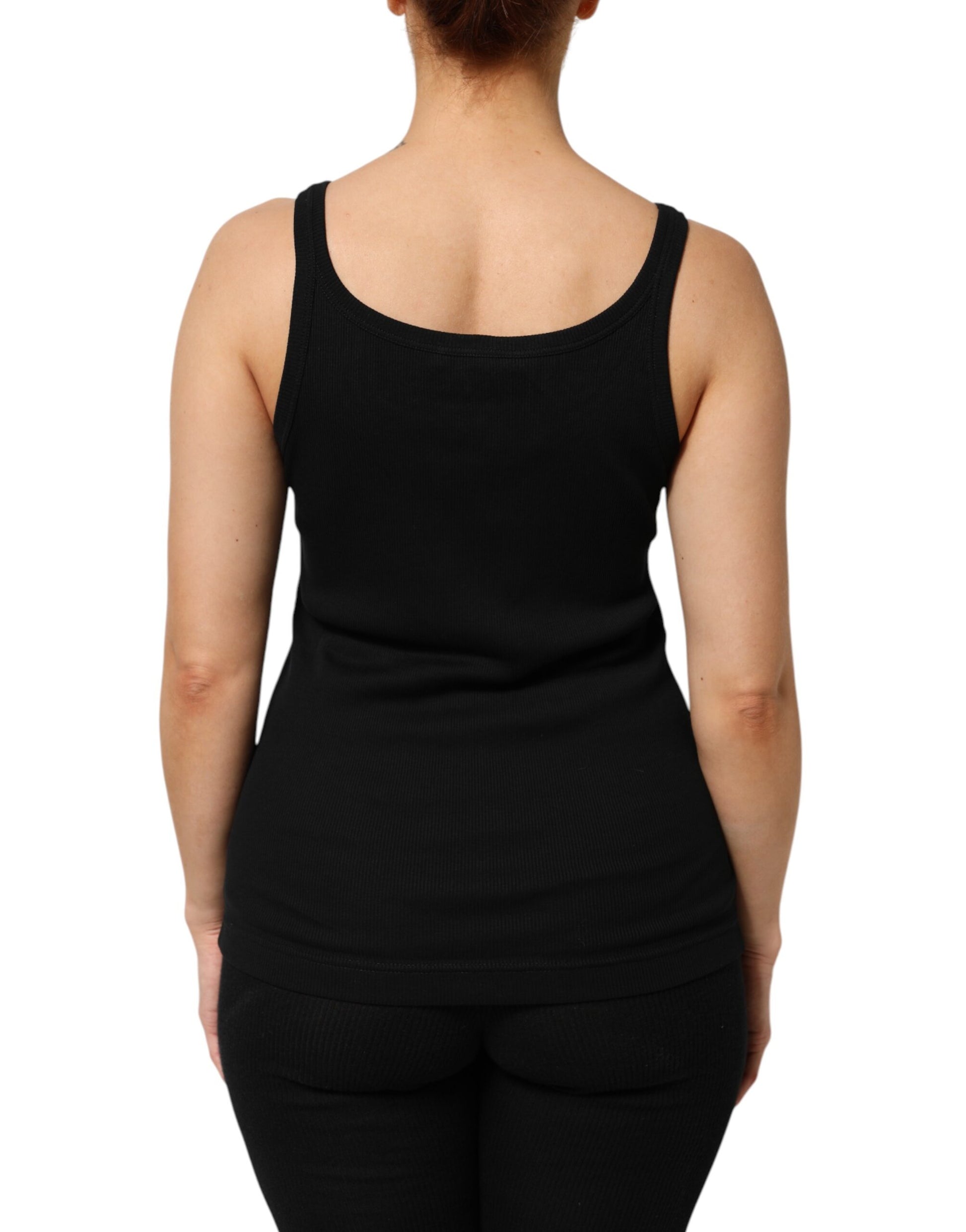 Dolce & Gabbana Black Cotton Sleeveless Women Tank Top Dolce & Gabbana
