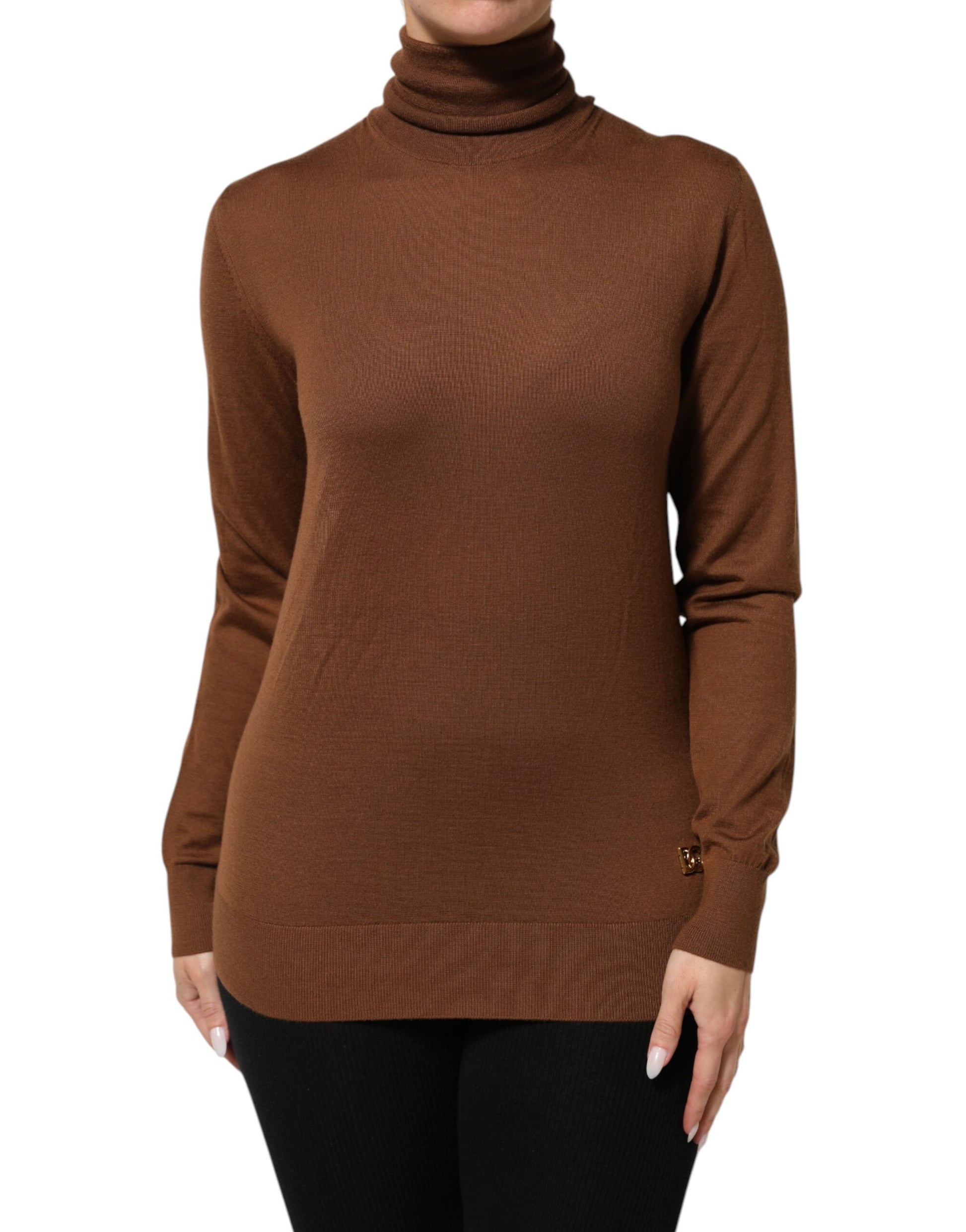 Dolce & Gabbana Brown Cashmere Turtle Neck Pullover Sweater Dolce & Gabbana