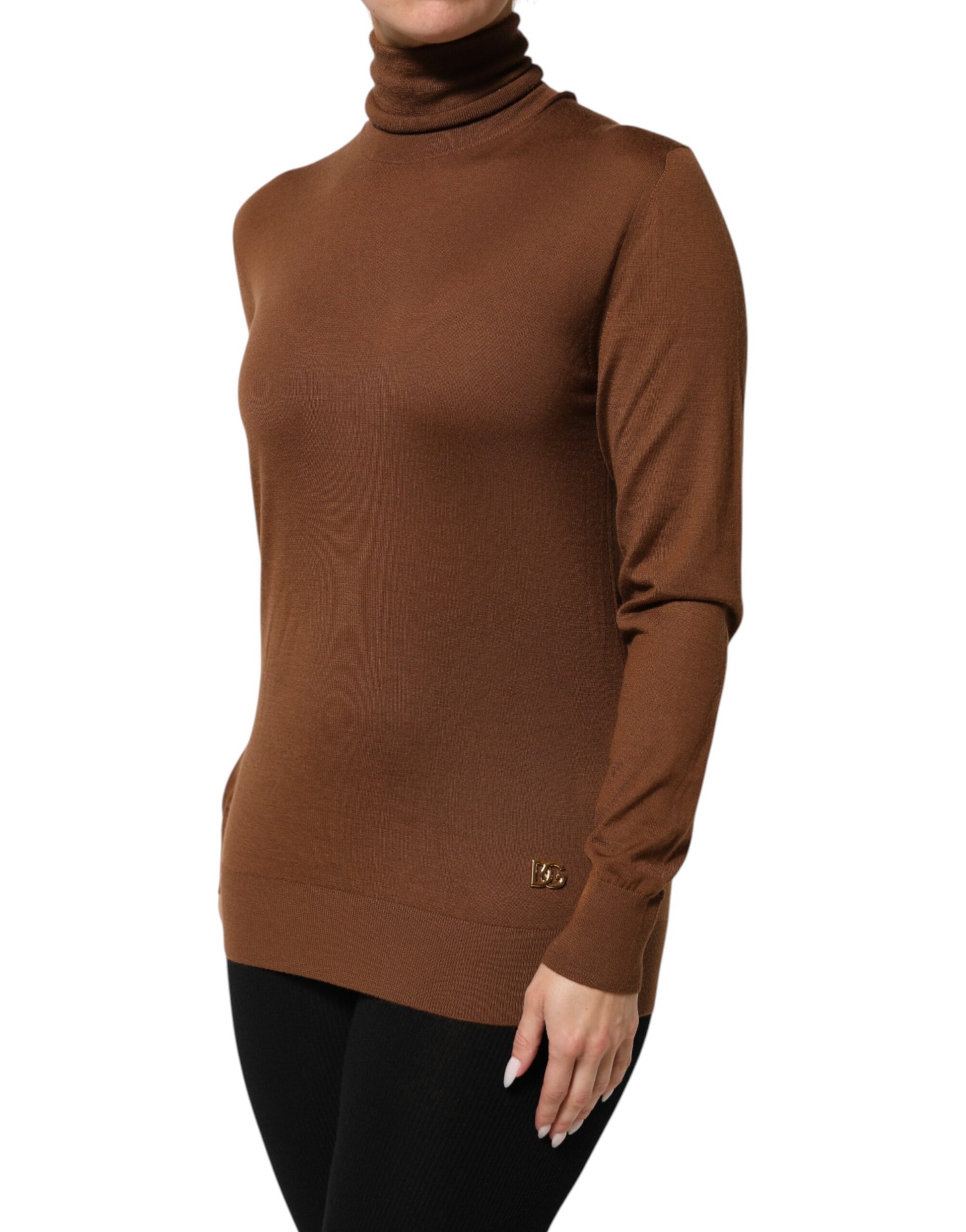 Dolce & Gabbana Brown Cashmere Turtle Neck Pullover Sweater Dolce & Gabbana