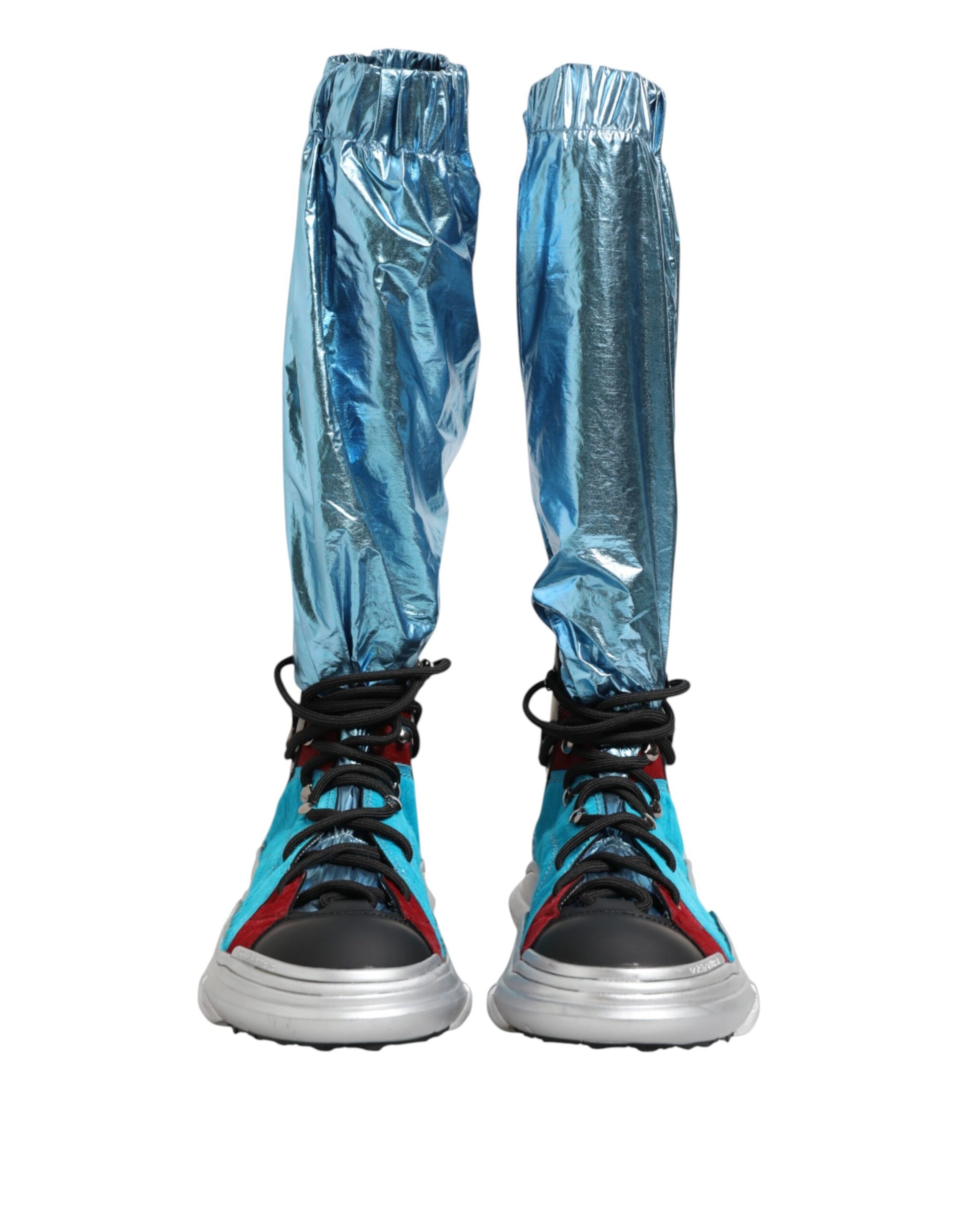 Dolce & Gabbana Blue Lace Up Over The Knee Socks Men Boots Shoes Dolce & Gabbana