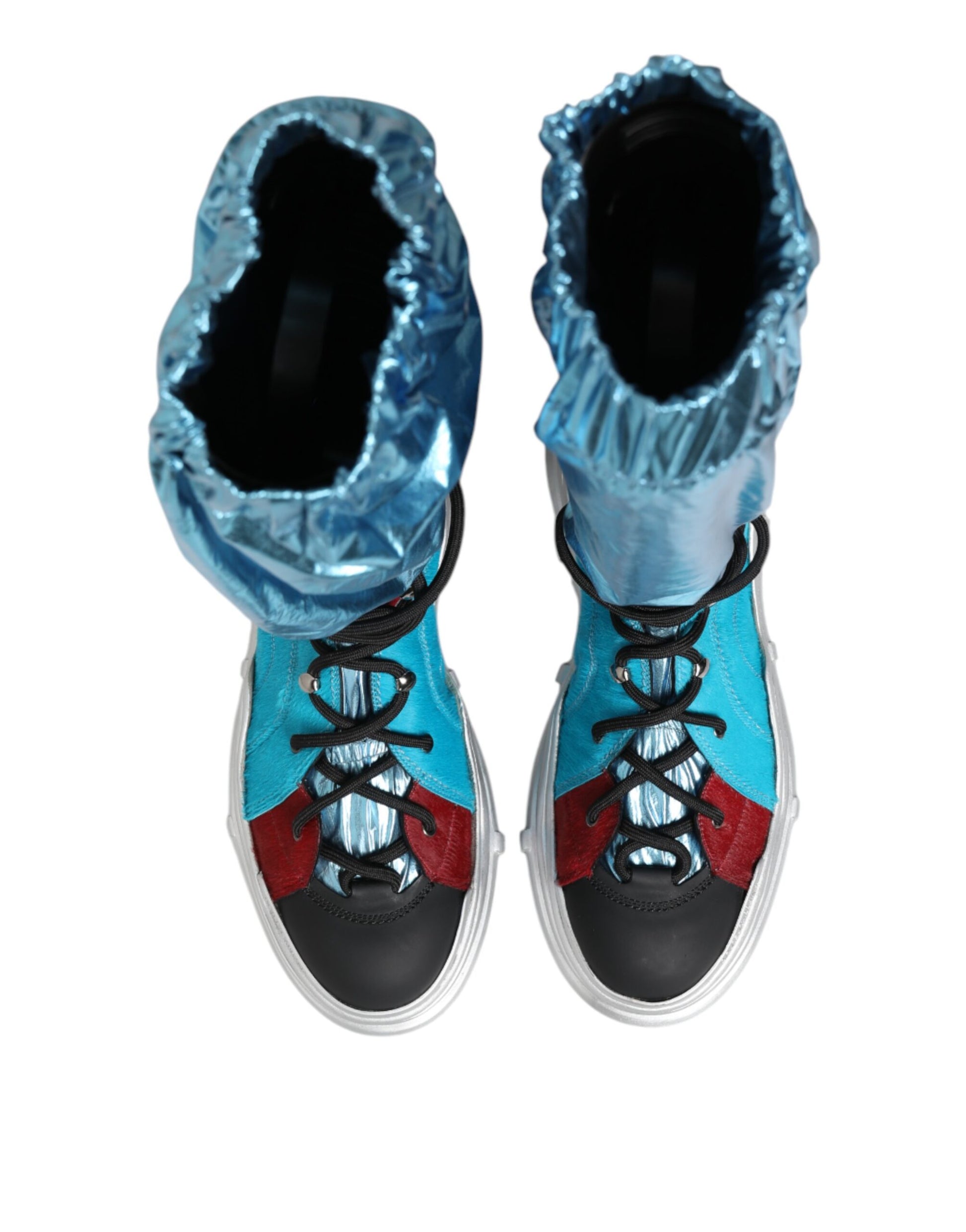 Dolce & Gabbana Blue Lace Up Over The Knee Socks Men Boots Shoes Dolce & Gabbana