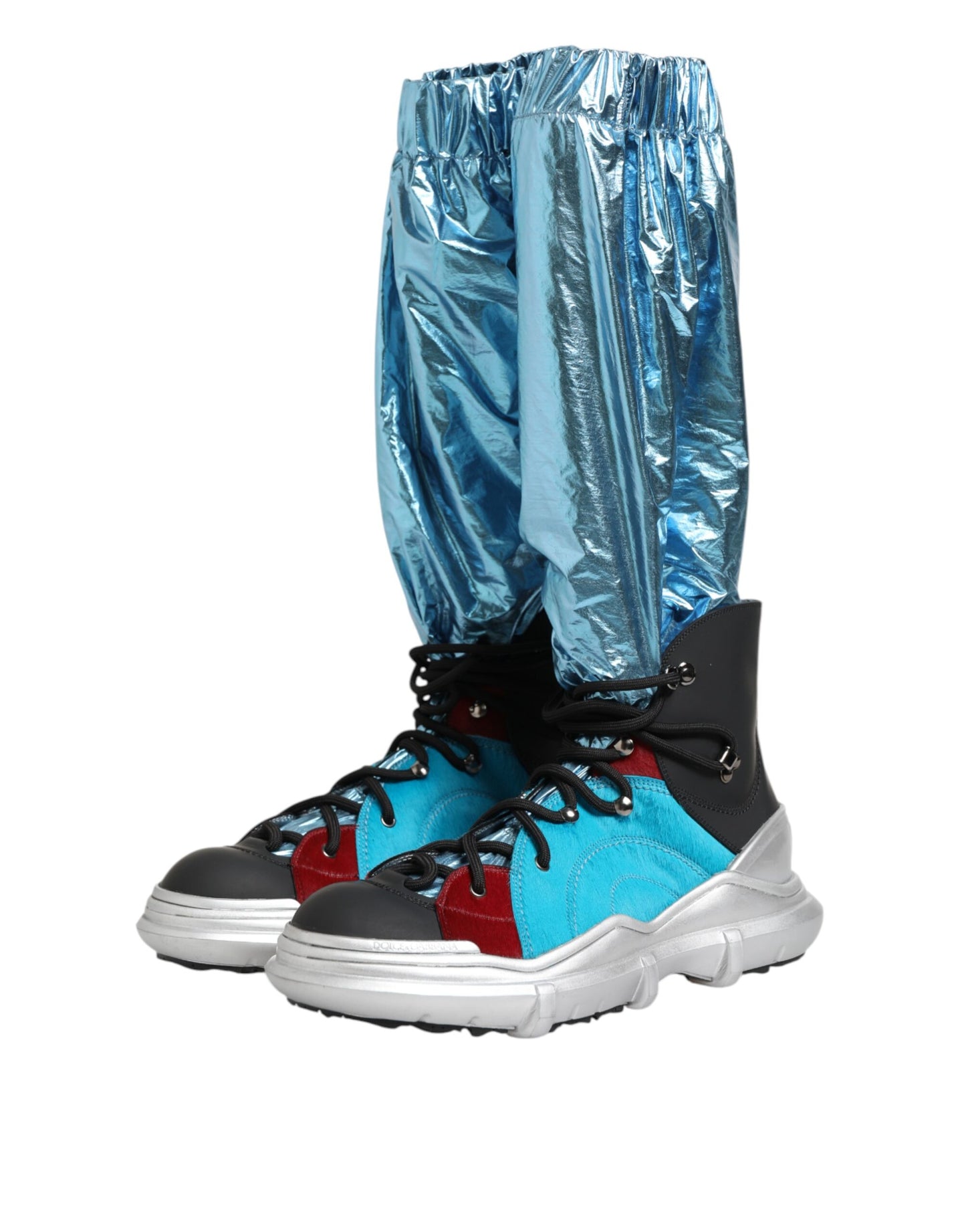 Dolce & Gabbana Blue Lace Up Over The Knee Socks Men Boots Shoes Dolce & Gabbana