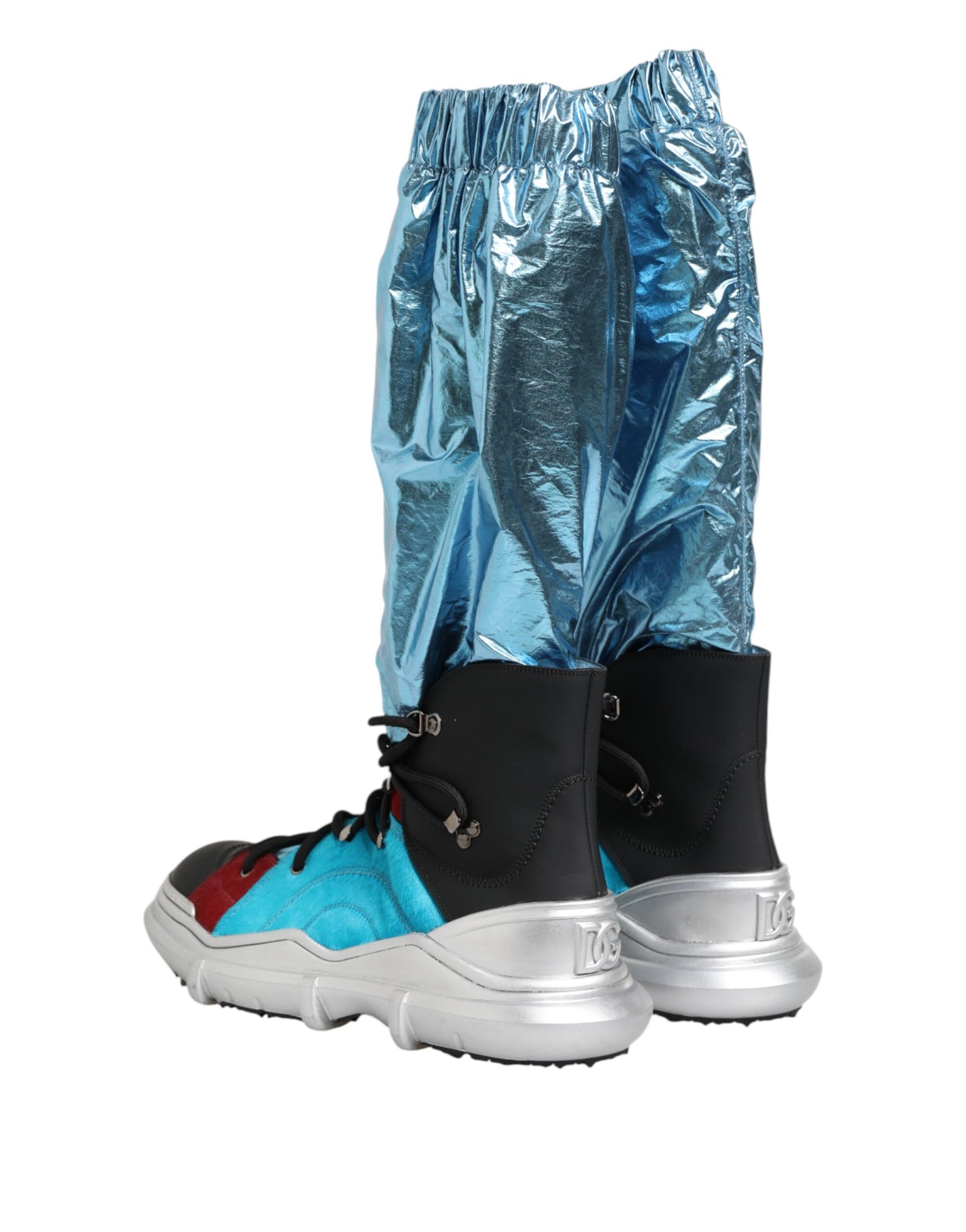 Dolce & Gabbana Blue Lace Up Over The Knee Socks Men Boots Shoes Dolce & Gabbana