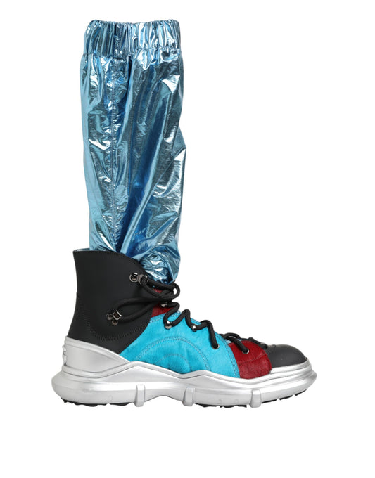 Dolce & Gabbana Blue Lace Up Over The Knee Socks Men Boots Shoes Dolce & Gabbana