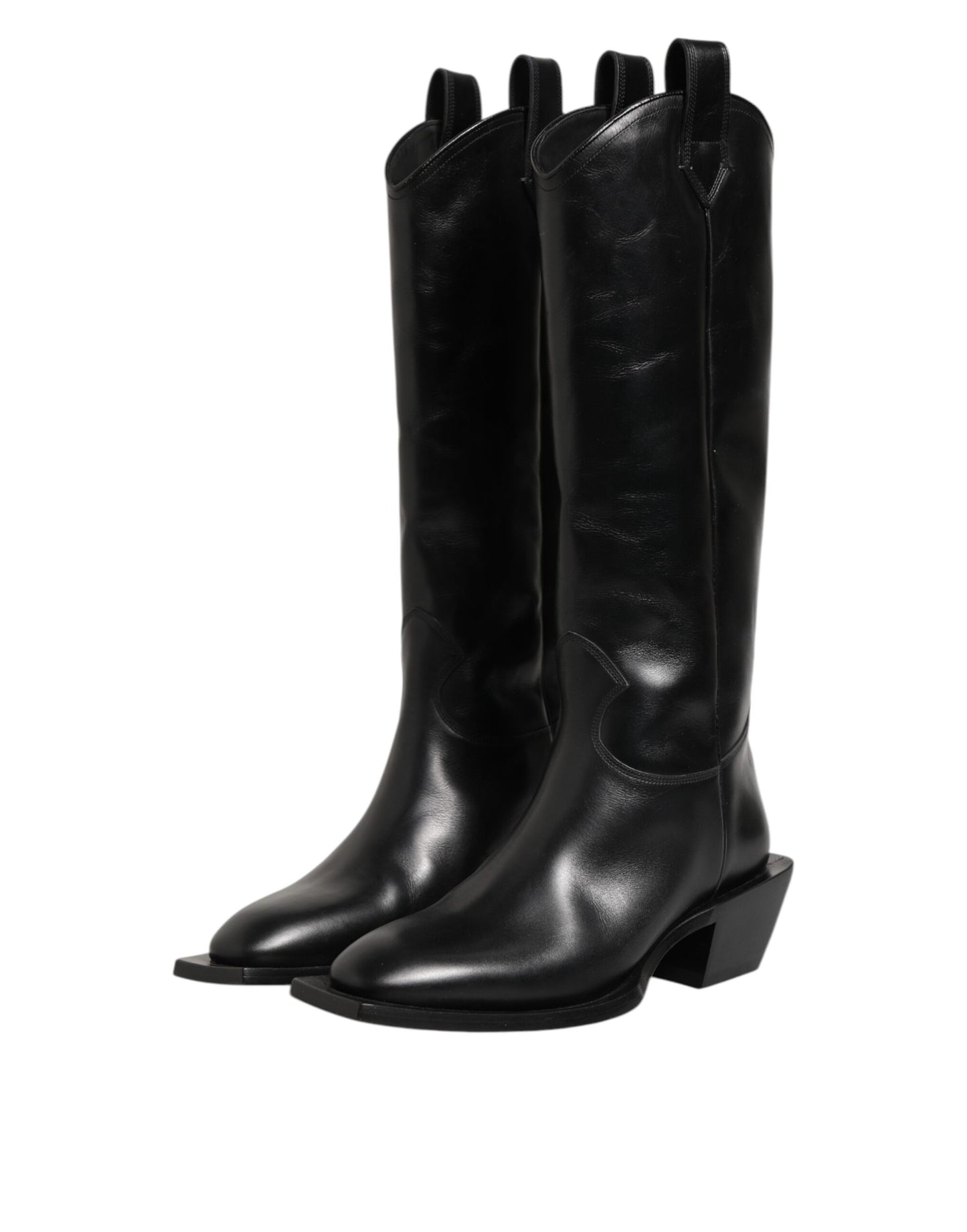 Dolce & Gabbana Black Leather Over The Calf Biker Boots Shoes Dolce & Gabbana