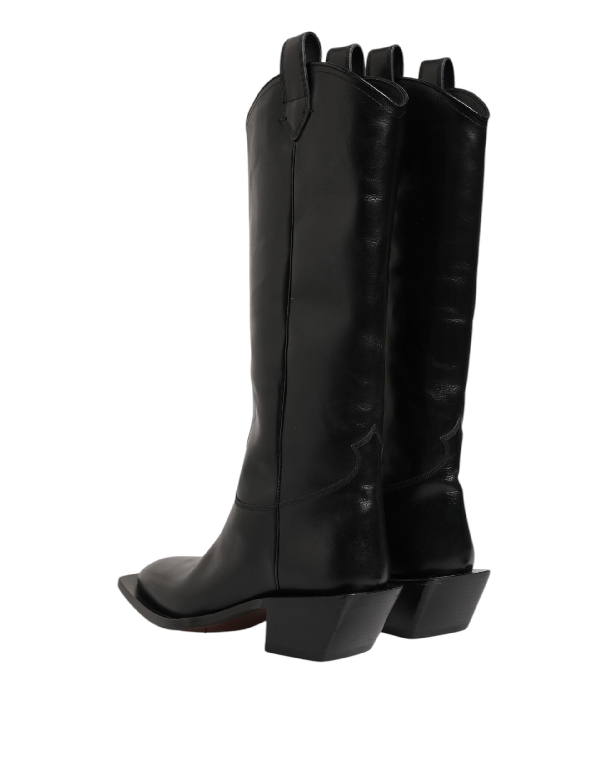 Dolce & Gabbana Black Leather Over The Calf Biker Boots Shoes Dolce & Gabbana