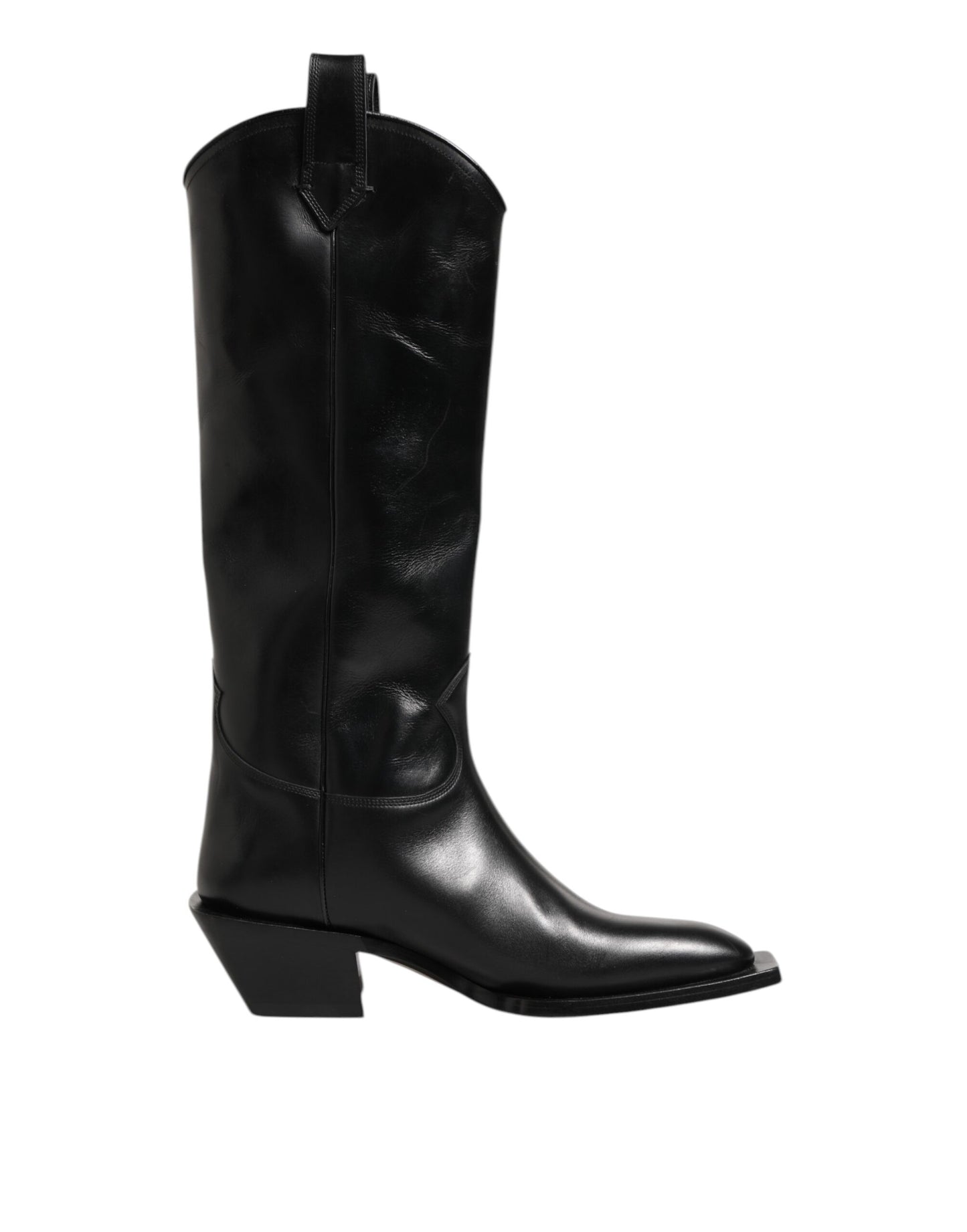Dolce & Gabbana Black Leather Over The Calf Biker Boots Shoes Dolce & Gabbana
